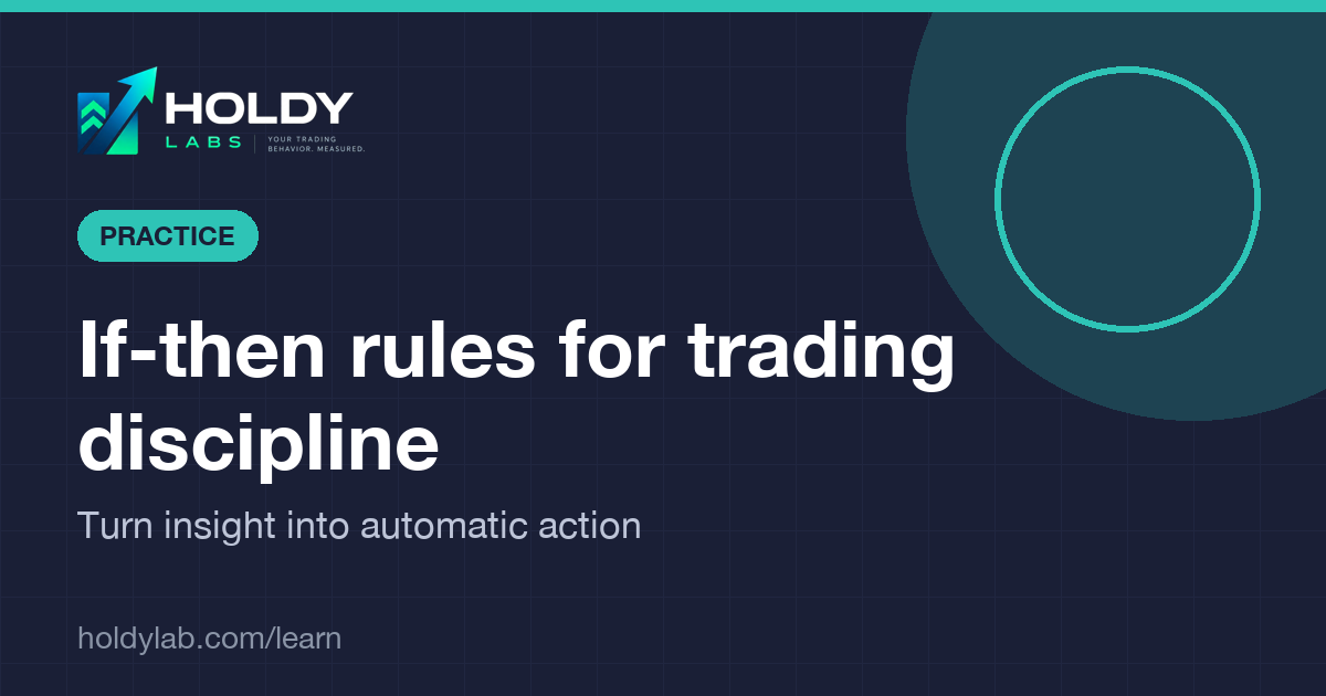 Holdy Lab article cover: if-then rules for trading discipline