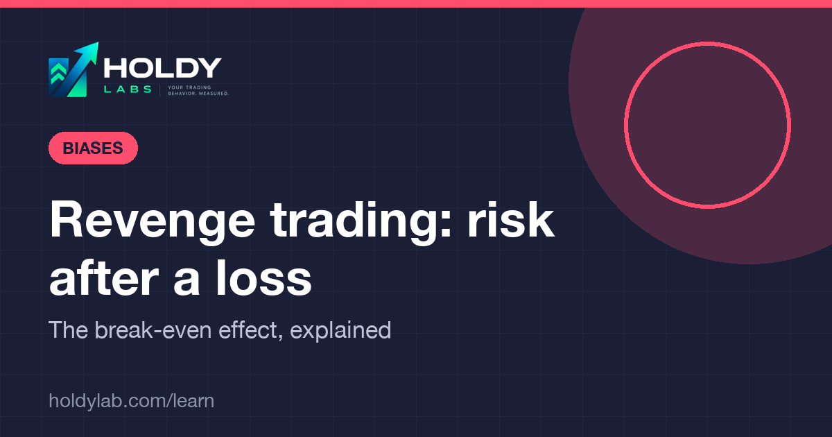 Holdy Lab article cover: revenge trading and the break-even effect